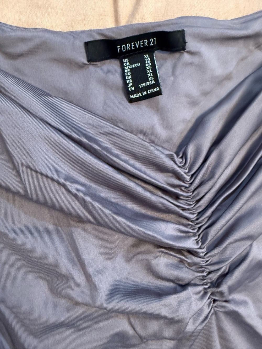 Forever 21 Slate Gray/purple Satin Ruched bodysuit